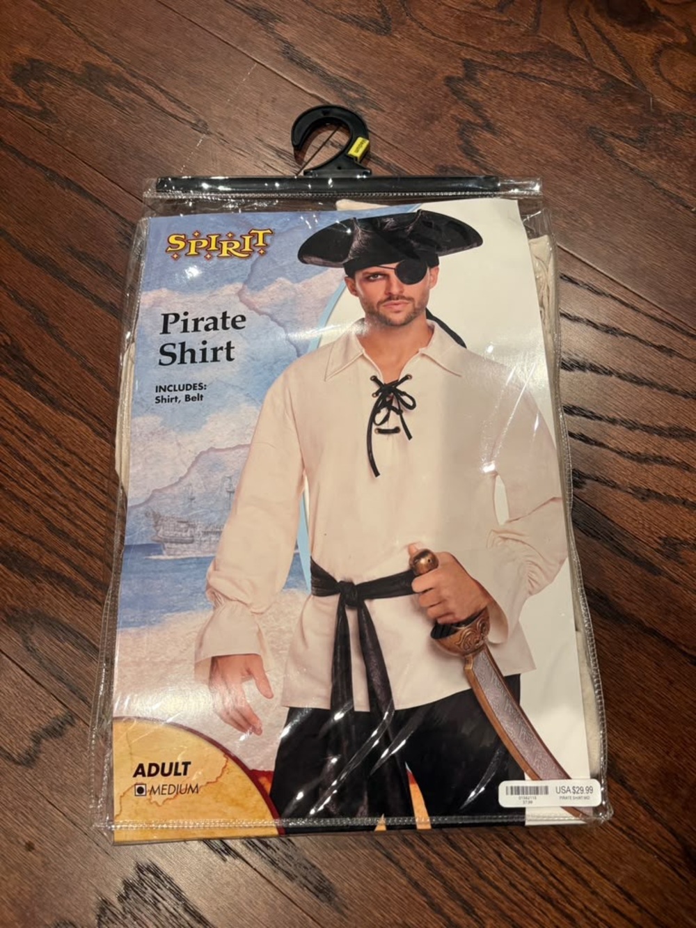 Spirit Men's Cream Pirate Shirt with Lace-Up Collar